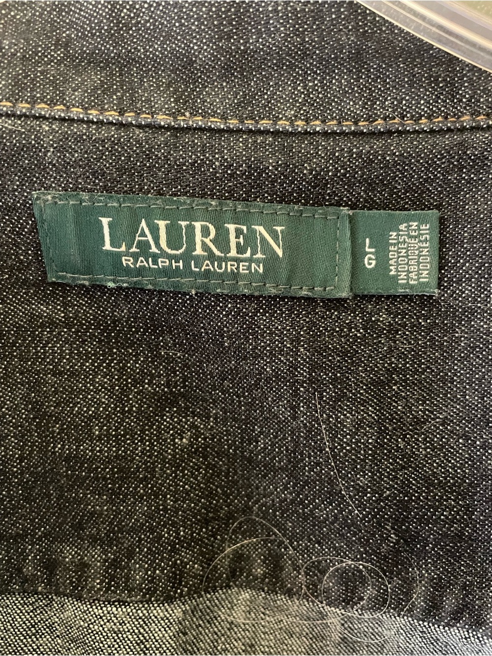 Lauren Ralph Lauren gray and black denim dress close-up